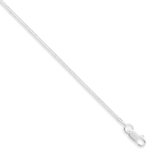 Curb Chain Necklace 925 Sterling Silver Lobster Clasp Italy 1.4mm