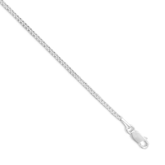 Curb Chain Necklace 925 Sterling Silver Lobster Clasp Italy 2mm