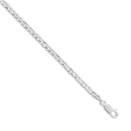 Curb Chain Necklace 925 Sterling Silver Lobster Clasp Italy 3mm Solid