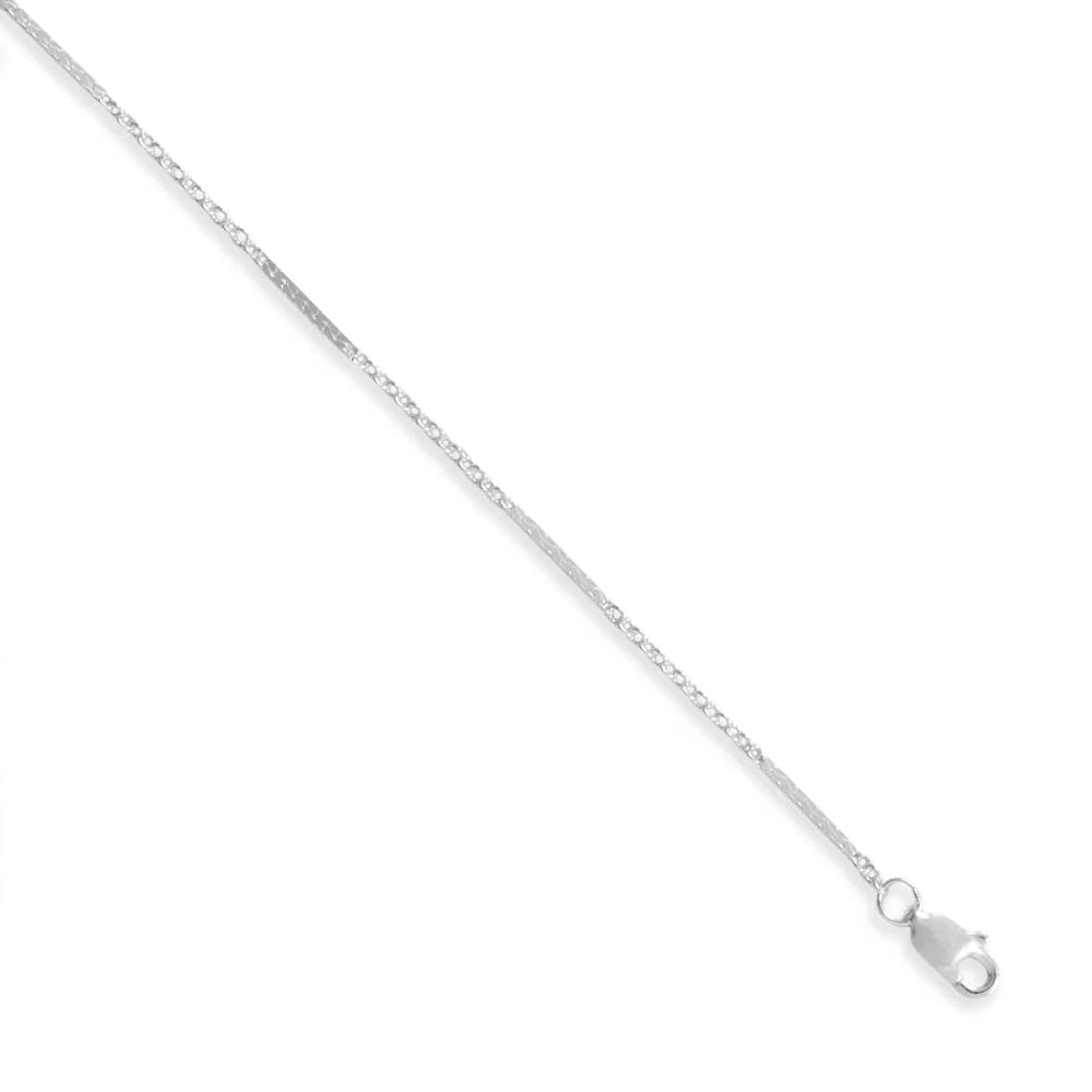 Dapped Cable Chain Necklace 925 Sterling Silver Lobster Clasp 1.3mm