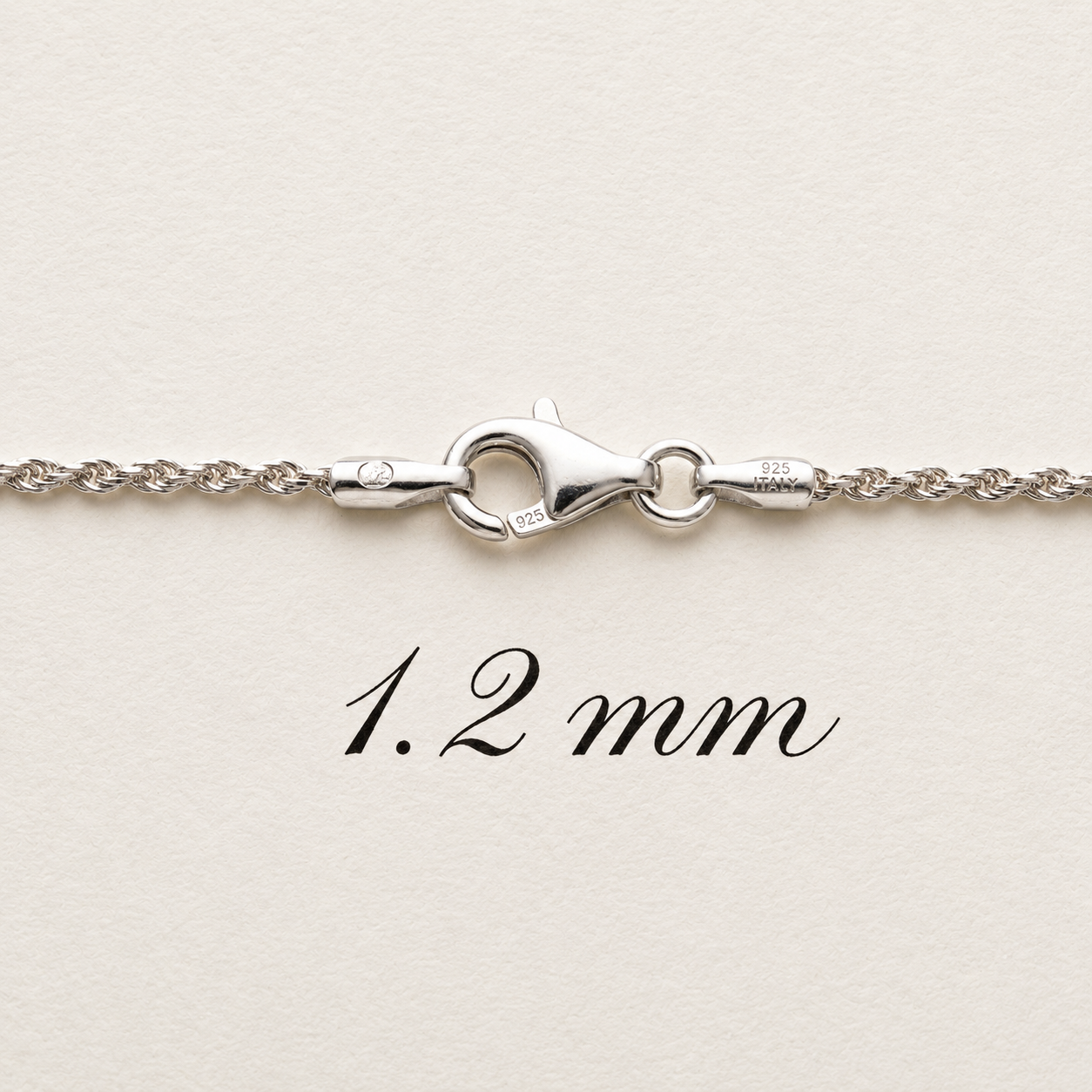 Diamond Cut Rope Chain Rhodium Plated 925 Sterling Silver Italy
