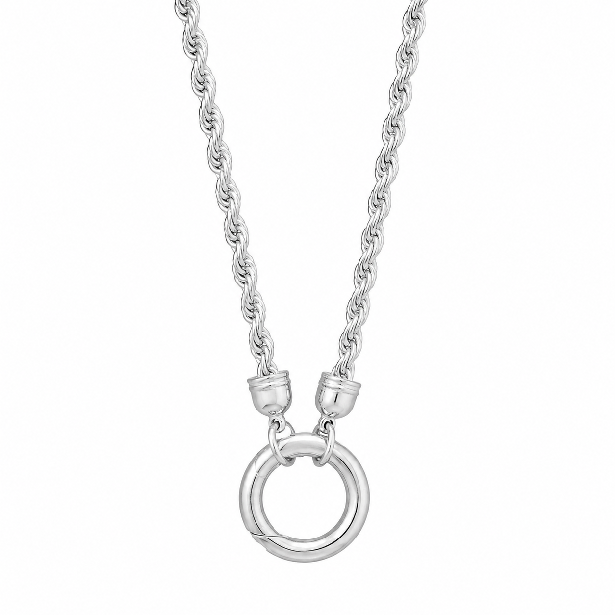 Rope Chain Necklace 925 Sterling Silver 3.5mm Hinge Clasp 18 Inch Italy