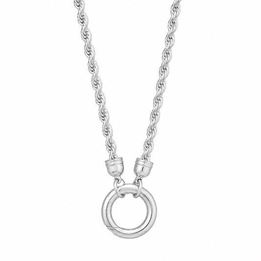 Rope Chain Necklace 925 Sterling Silver 3.5mm Hinge Clasp 18 Inch Italy