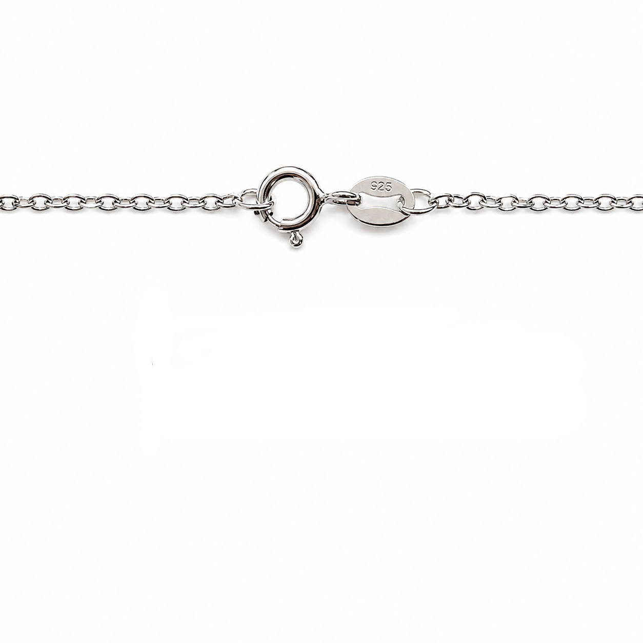 Cable Chain Rhodium Plated 925 Sterling Silver Italy 1.55mm 20"