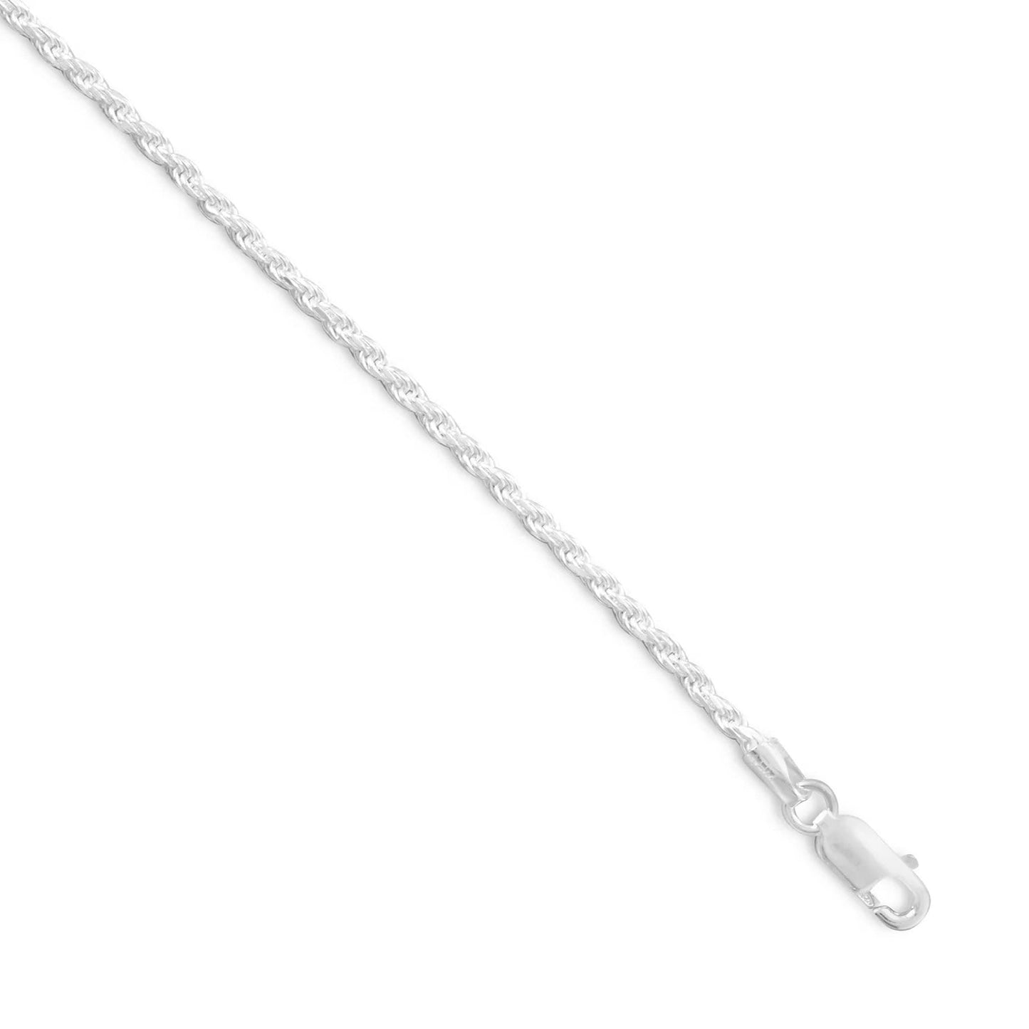 Diamond Cut Rope Chain Necklace 925 Sterling Silver Lobster Clasp Italy 1.7mm