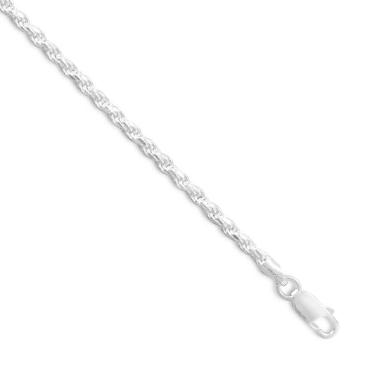 Diamond Cut Rope Chain Necklace 925 Sterling Silver Lobster Clasp Italy 2.7mm
