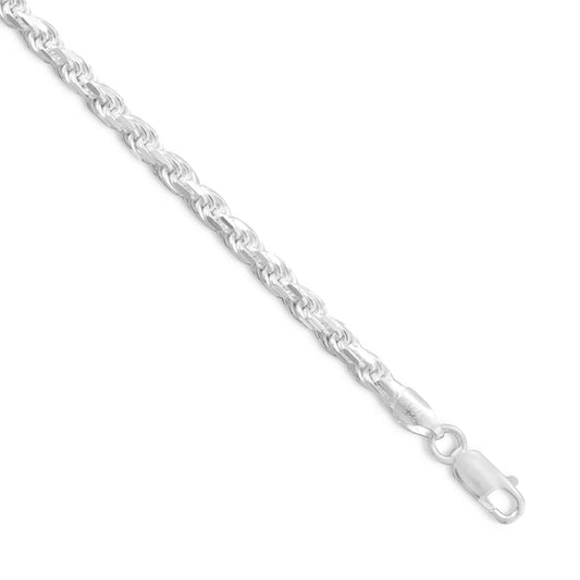 Diamond Cut Rope Chain Necklace 925 Sterling Silver Lobster Clasp Italy 3.6mm