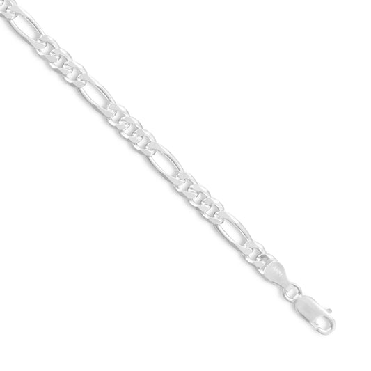 Figaro Chain Necklace 925 Sterling Silver Lobster Clasp Italy 3+1 4.3mm