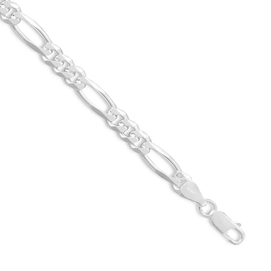 Figaro Chain Necklace 925 Sterling Silver Lobster Clasp Italy 3+1 5.5mm