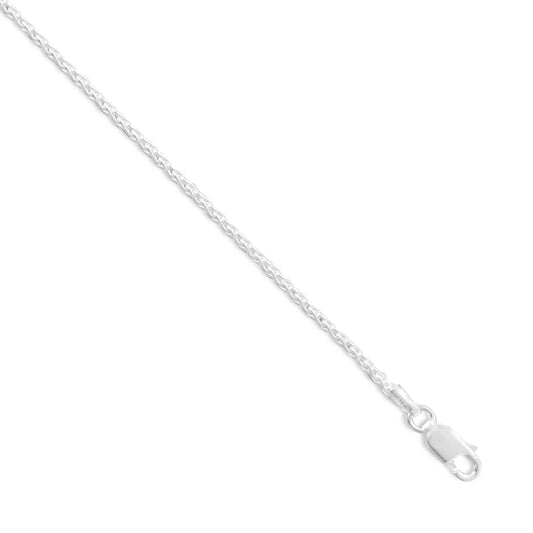 French Wheat Chain Necklace 925 Sterling Silver Lobster Clasp Italy 1.8mm