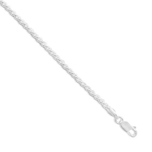 French Wheat Chain Necklace 925 Sterling Silver Lobster Clasp Soldered Jump Ring Italy 2.5mm