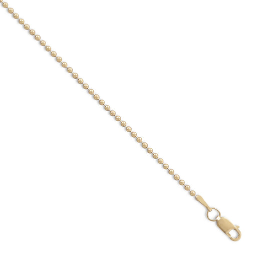Polished Bead Chain Necklace 14/20 Gold Filled Lobster Clasp 1.5mm