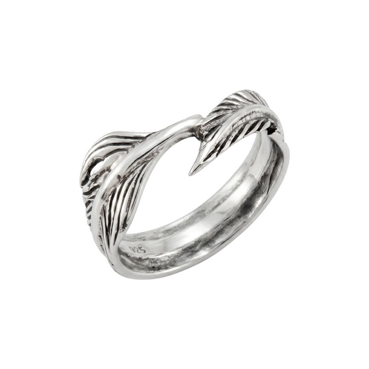 Light as a Feather Wrap Ring 925 Oxidized Silver Graduated Band Sizes 5-10