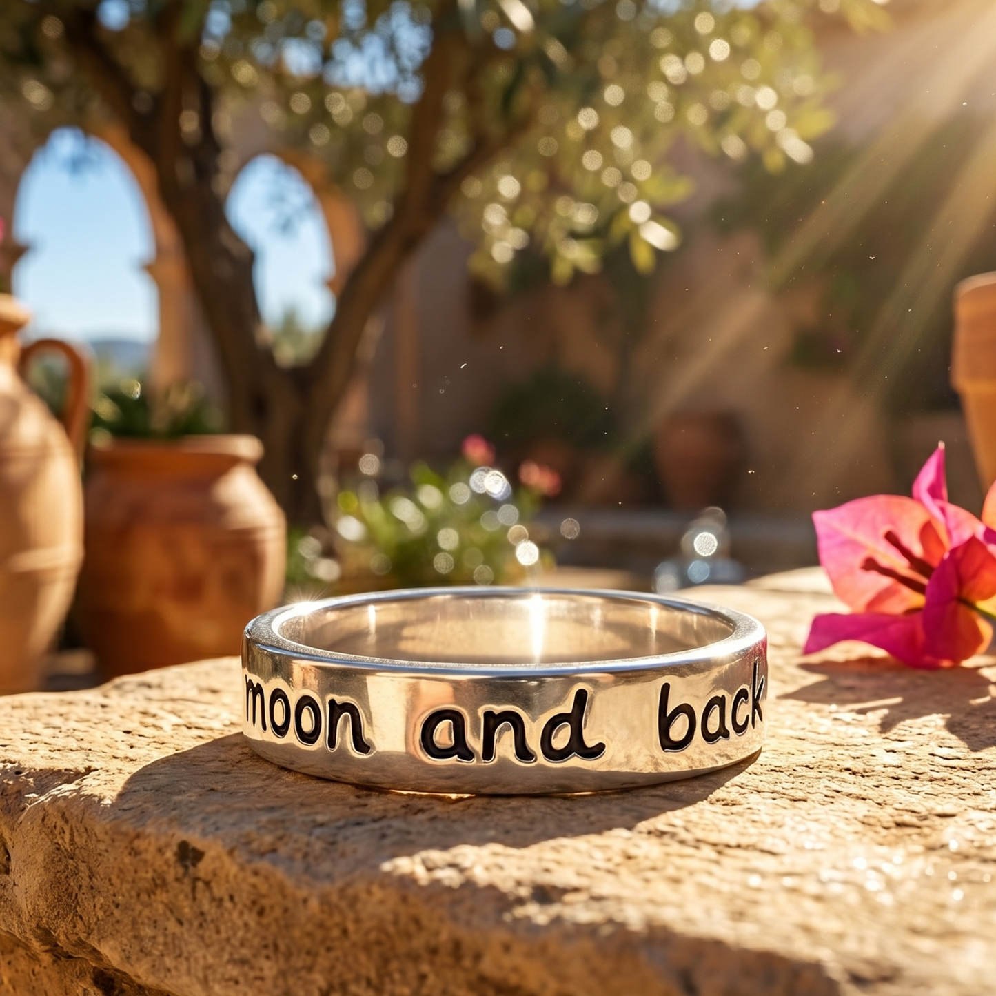 Love You to the Moon and Back Ring 925 Sterling Silver 4.5mm Band Sizes 4-11