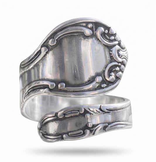 Oxidized Spoon Ring 925 Sterling Silver Classic Adjustable Band