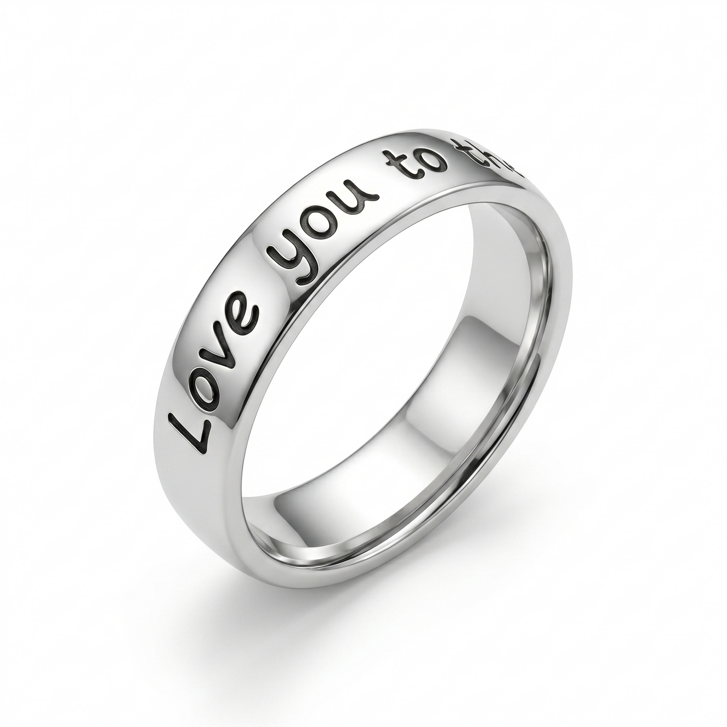 Love You to the Moon and Back Ring 925 Sterling Silver 4.5mm Band Sizes 4-11