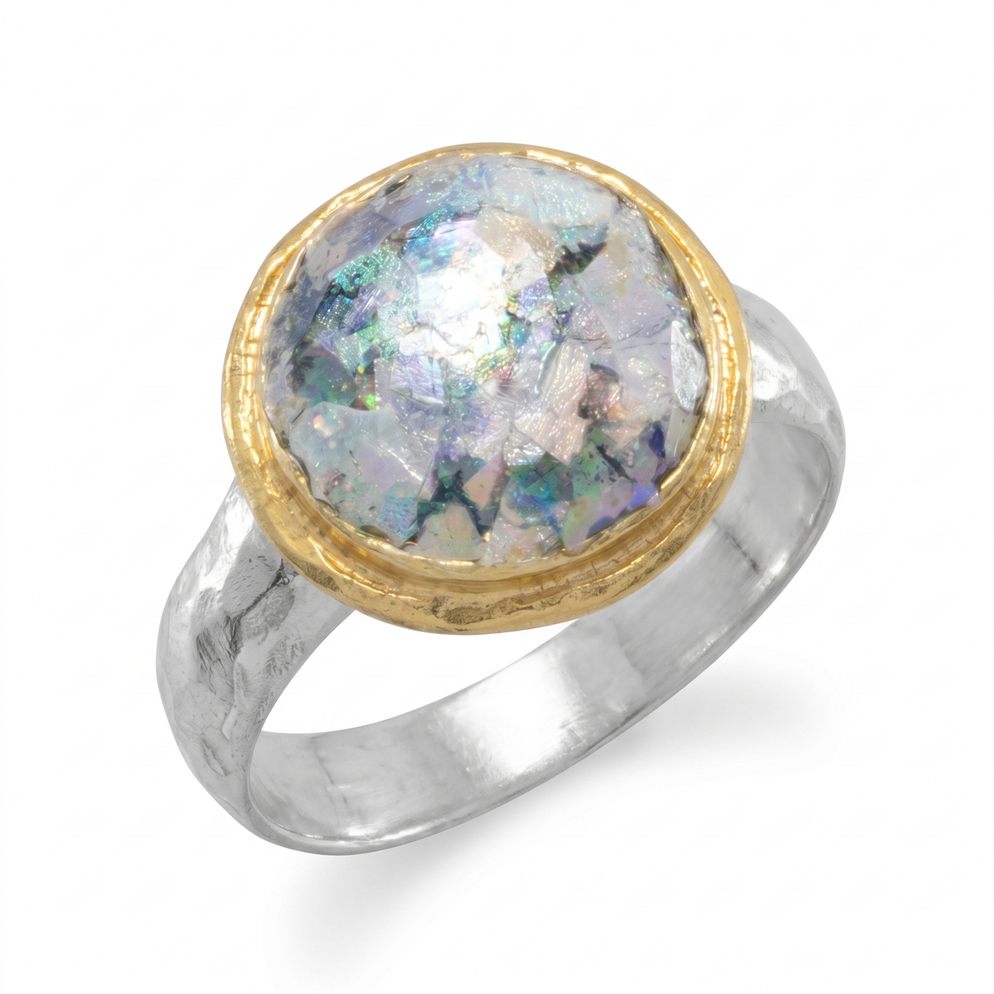 Ancient Roman Glass Ring 925 Silver 18K Gold Edge Certificate Sizes 6-10