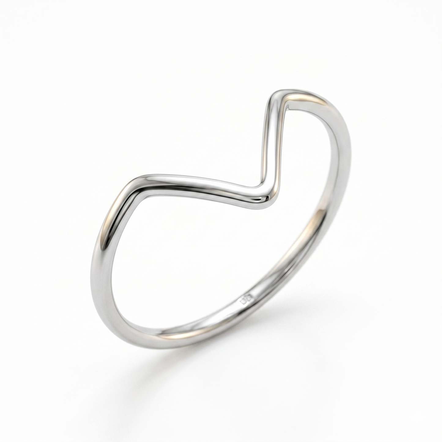 Victory V Ring 925 Polished Sterling Silver Delicate 1.4mm Stackable Sizes 3-8