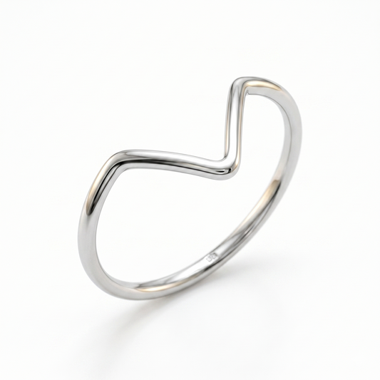 Victory V Ring 925 Polished Sterling Silver Delicate 1.4mm Stackable Sizes 3-8