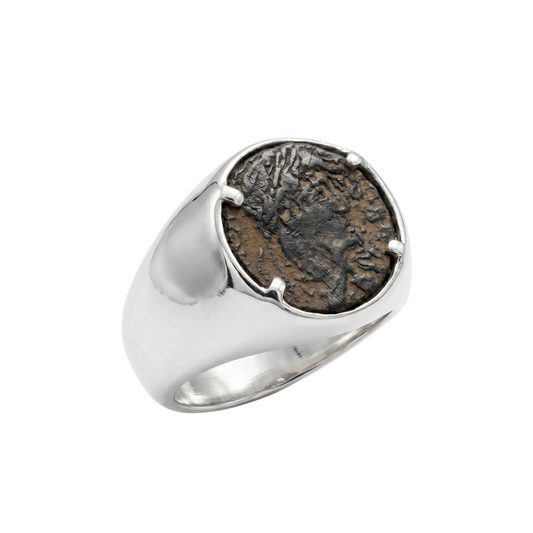 Ancient Roman Coin Ring 925 Sterling Silver 3rd-4th Century AD Sizes 8-13