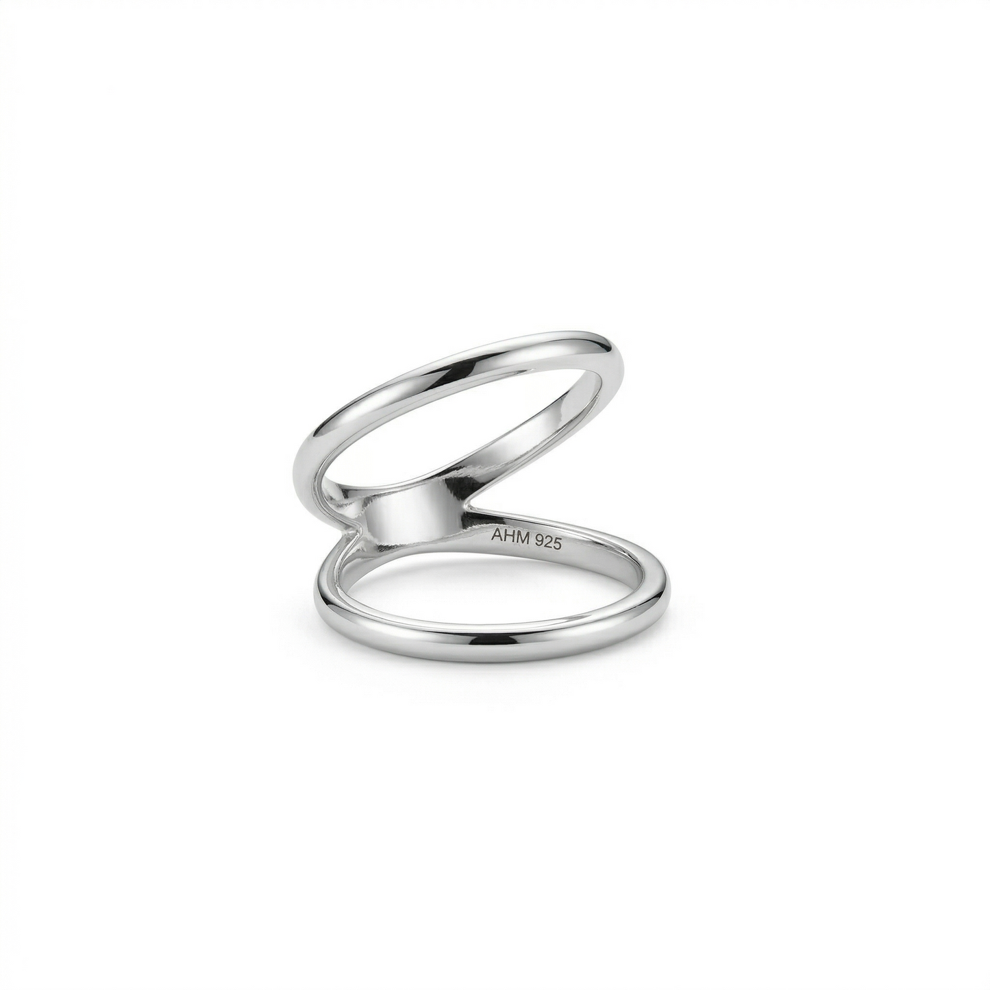 Rhodium Plated Double Band Knuckle Ring 925 Sterling Silver Midi Ring Sizes 5-10