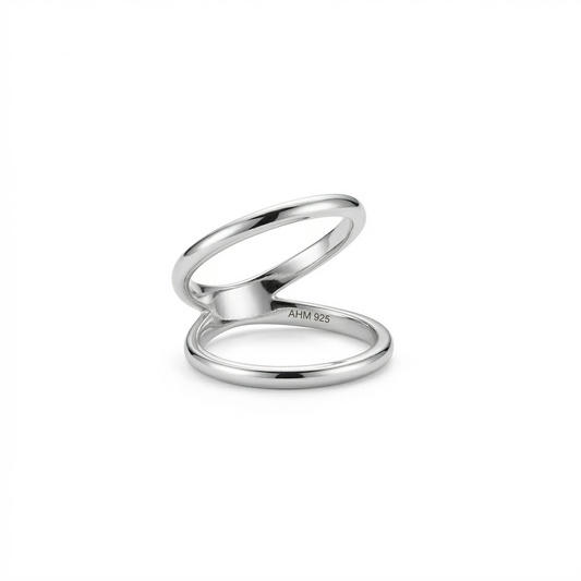 Rhodium Plated Double Band Knuckle Ring 925 Sterling Silver Midi Ring Sizes 5-10