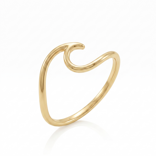 Ride the Wave Gold Ring 925 Sterling Silver Delicate 1.2mm Band Sizes 5-9