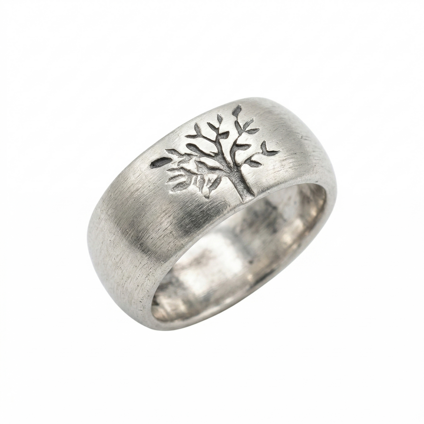 Oxidized Tree of Life Ring 925 Sterling Silver 9mm Wide Sizes 6-9