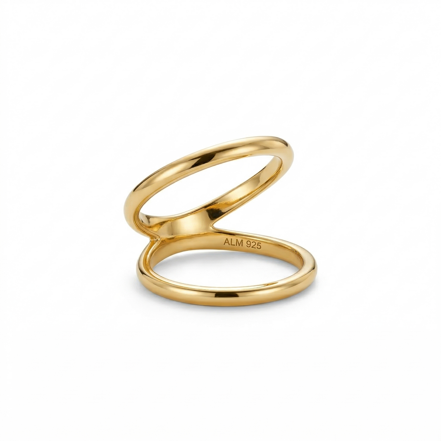 Gold Plated Double Band Knuckle Ring 925 Sterling Silver Midi Ring Sizes 5-10