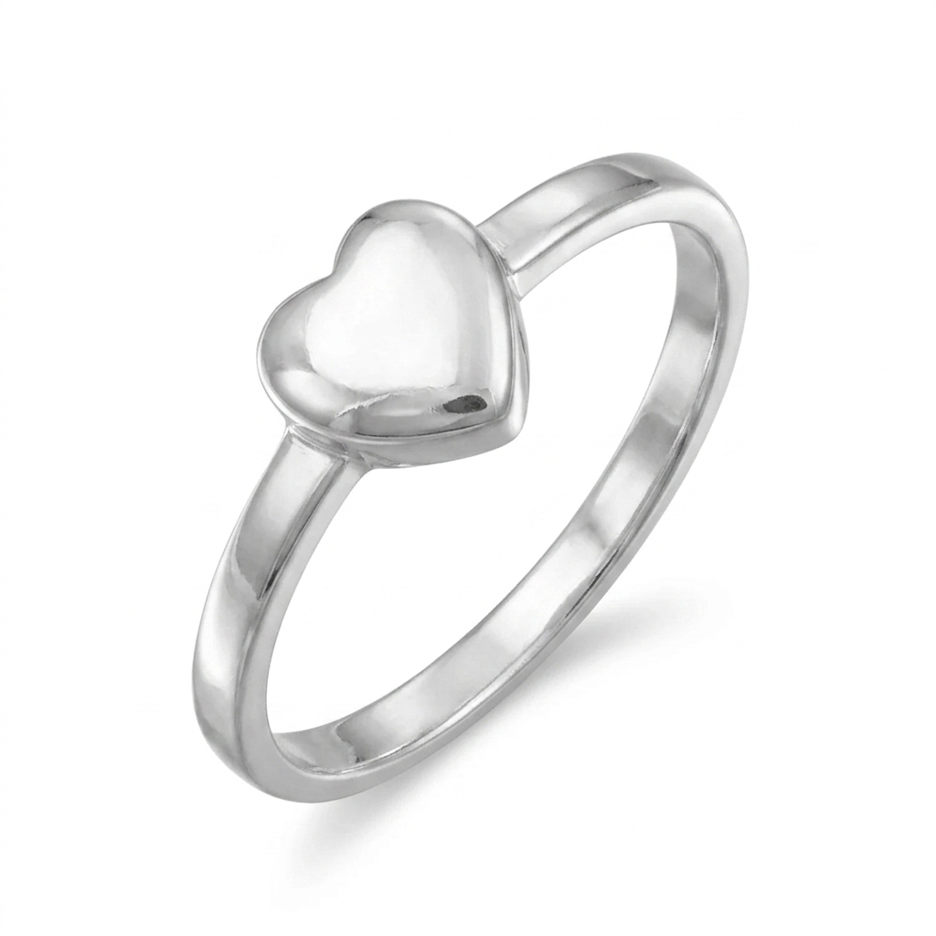 Polished Heart Ring 925 Sterling Silver 7mm Heart 2mm Band Everyday Love