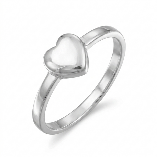 Polished Heart Ring 925 Sterling Silver 7mm Heart 2mm Band Everyday Love