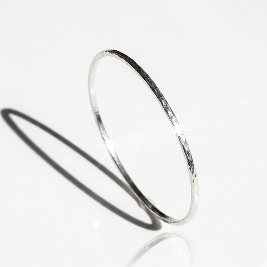 Modern Artisan Bangle - Hammered Sterling Silver Wire Design