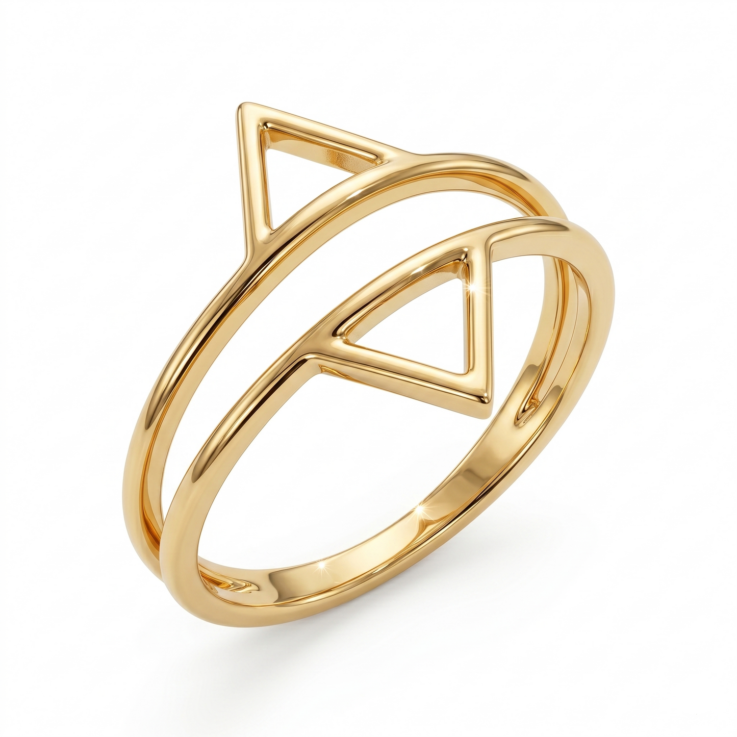 Sacred Geometry Double Triangle Ring 925 14K Gold Plated 17.5mm Sizes 5-9