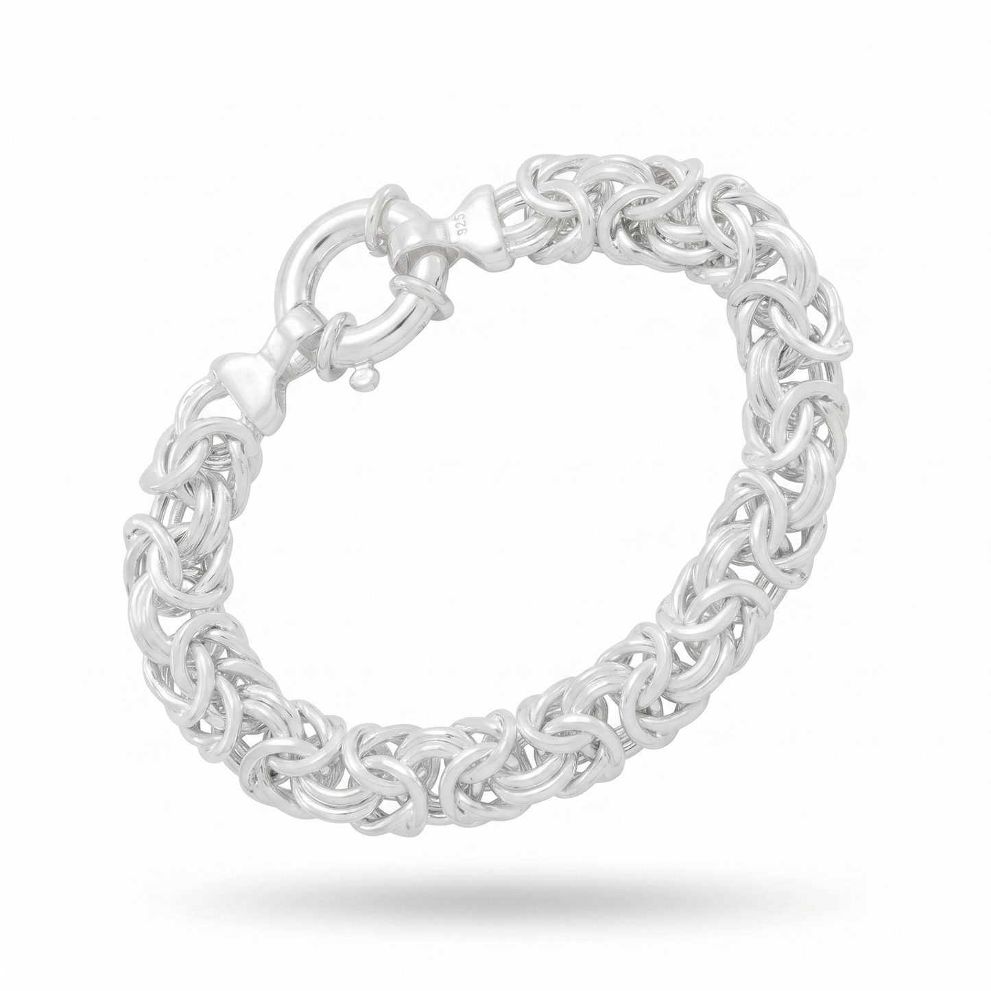 Silver bracelet on a white background