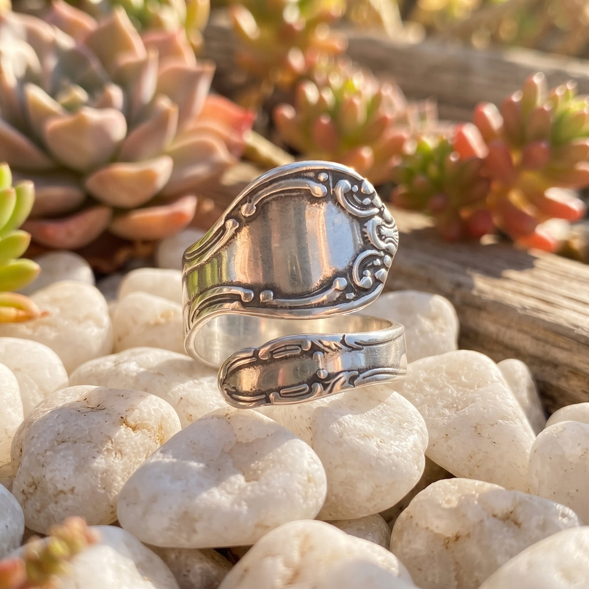 Oxidized Spoon Ring 925 Sterling Silver Classic Adjustable Band