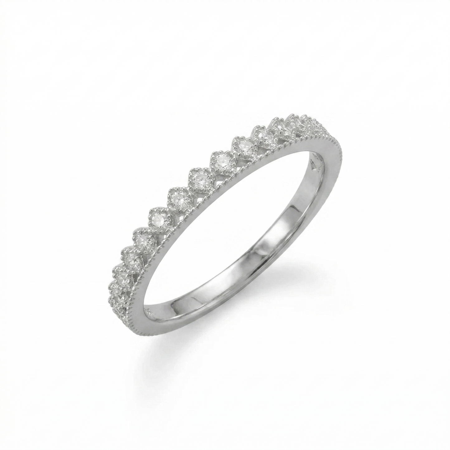 Rhodium Plated CZ Crown Design Ring 925 Sterling Silver Stackable Sizes 5-9