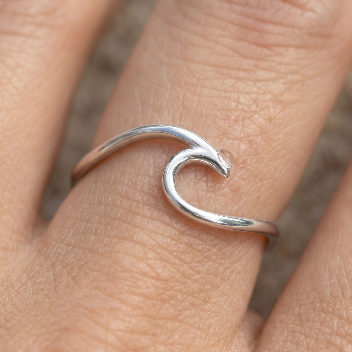Wave of Fresh Air Rhodium Ring 925 Sterling Silver Delicate 1.2mm Band Sizes 5-9