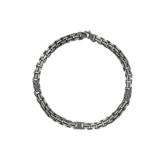 Modern Edge Bracelet - Black Ruthenium Box Chain | Italian Crafted