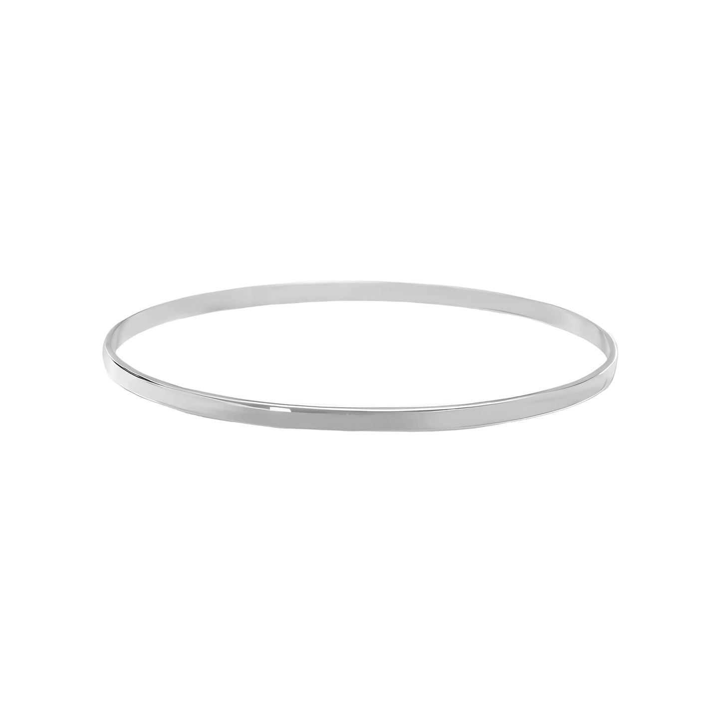 Flat Bangle Bracelet - Sterling Silver Stackable Minimalist Design