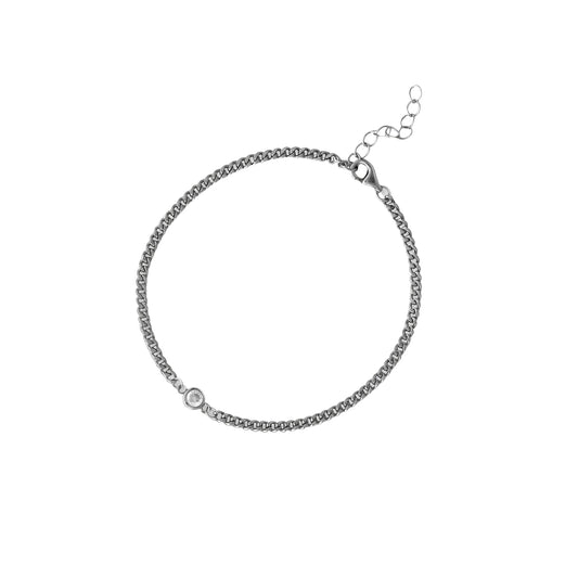 Sparkling Elegance Bracelet - Bezel CZ Curb Chain