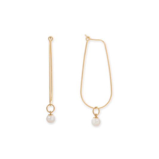 14/20 Gold Filled Cultured Freshwater Pearl Hoop Earrings