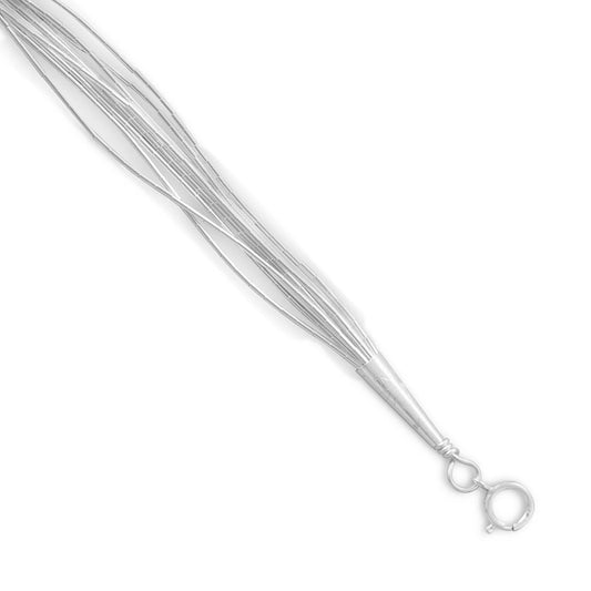 10 Strand Liquid Silver Necklace 925 Sterling Silver Spring Ring Clasp