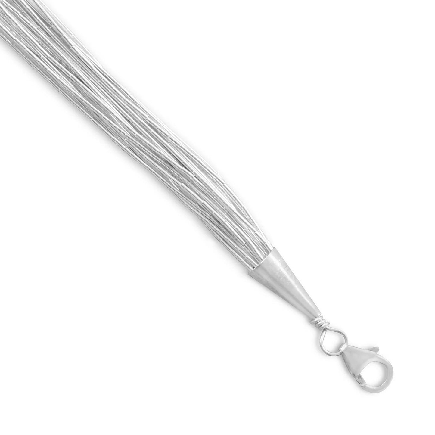 20 Strand Liquid Silver Necklace Bracelet 925 Sterling Silver Lobster Clasp