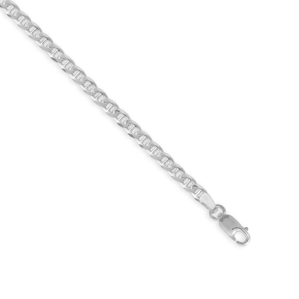 Flat Marina Chain Necklace 925 Sterling Silver Lobster Clasp Italy 4mm
