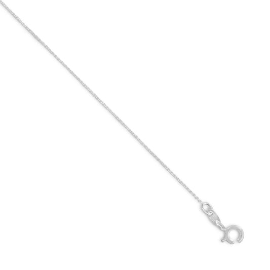 Open Cable Chain Necklace 925 Sterling Silver Spring Ring Italy 0.6mm