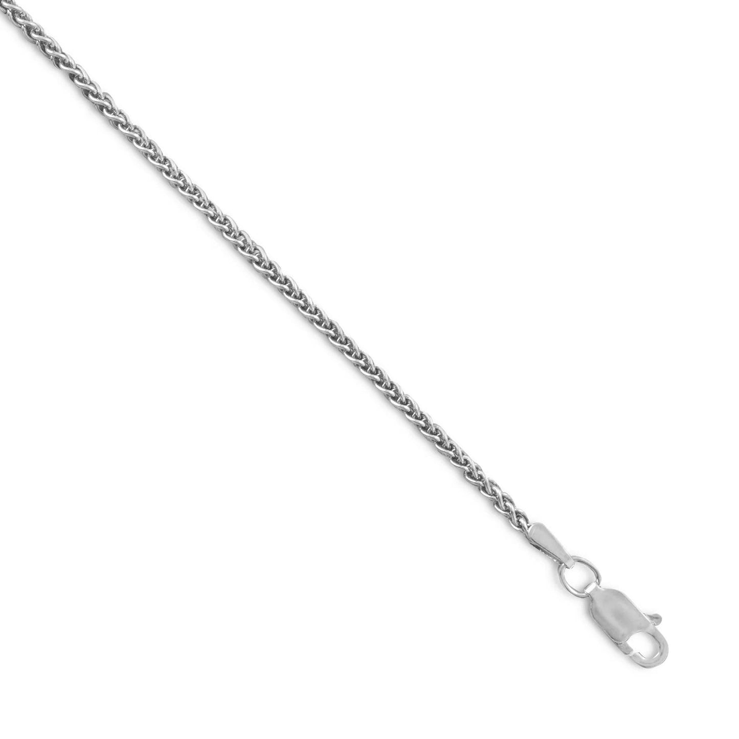 Oxidized French Wheat Chain Necklace Oxidized 925 Sterling Silver Lobster Clasp 1.8mm