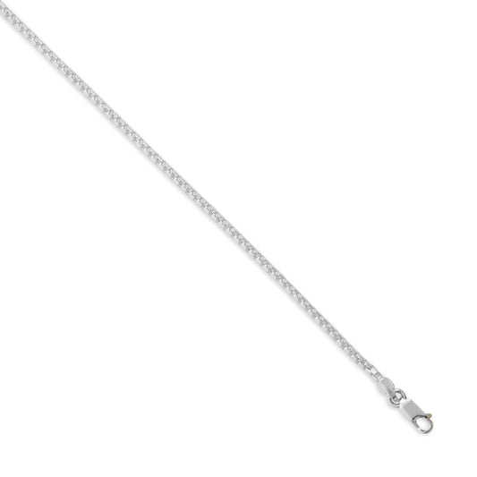 Rounded Box Chain Necklace 925 Sterling Silver Lobster Clasp Italy 2.6mm