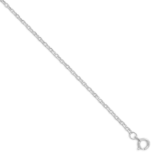 Rhodium Plated Cable Chain Necklace 925 Sterling Silver Spring Ring 1.9mm