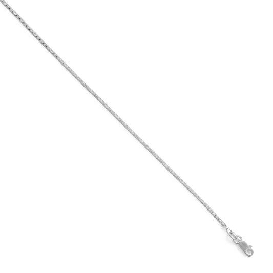 Popcorn Chain Necklace Rhodium Plated 925 Sterling Silver Lobster Clasp Italy 1.5mm