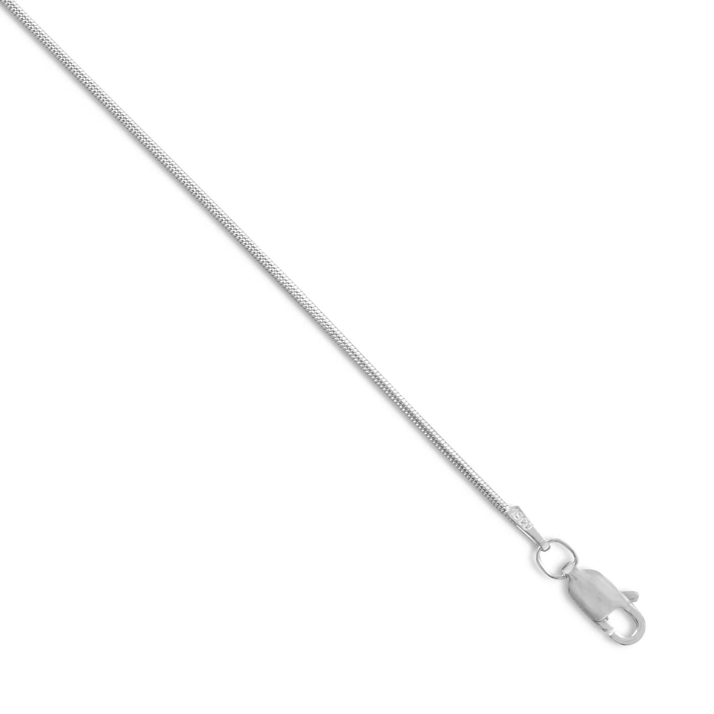 Rhodium Plated Snake Chain Necklace Rhodium Plated 925 Sterling Silver 1mm